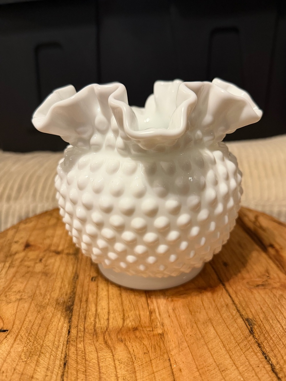 Vintage Hobnail Milk Glass Vase